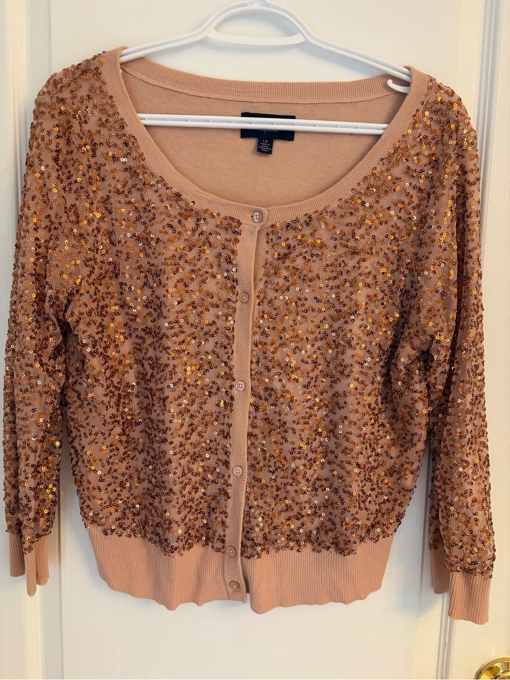 American Eagle Outfitters Peach Sequin Cardigan